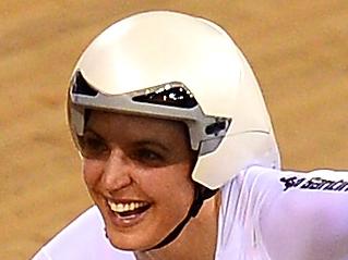 LONDON, ENGLAND - MARCH 02: Rebecca Wiasak of Australia celebrates after winning the Womens Individual Pursuit final during the UCI Track Cycling World Championships at Lee Valley Velopark Velodrome on March 2, 2016 in London, England. (Photo by Dan Mullan/Getty Images)