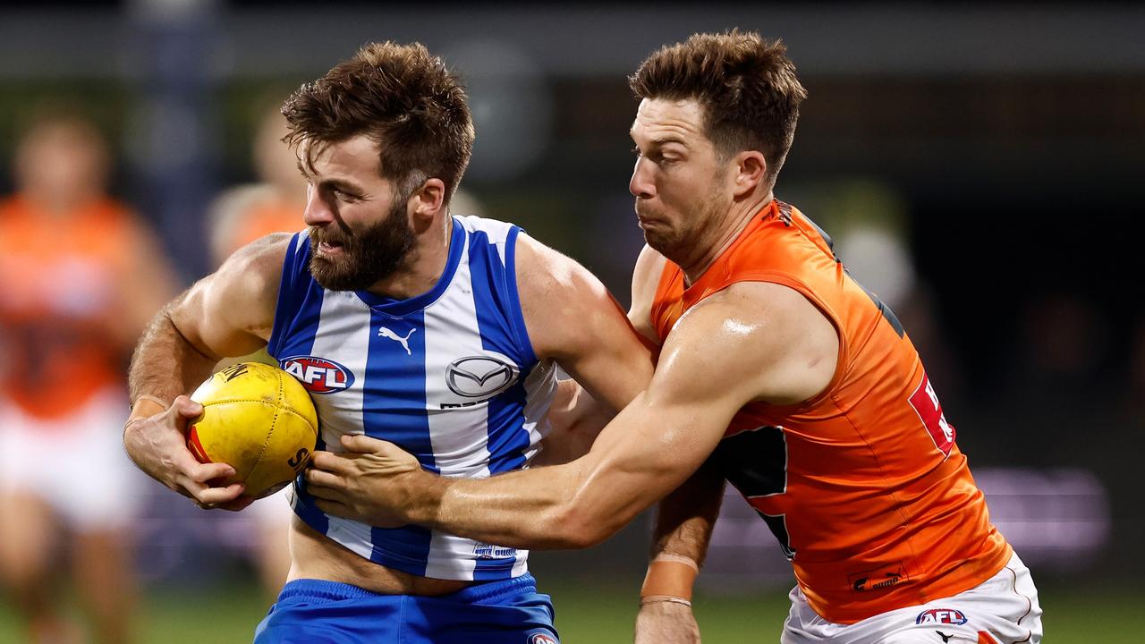 North Melbourne does not have an obvious match-up for Toby Greene without co-captain Luke McDonald, who is set to miss the round 1 clash. Picture: Michael Willson / Getty Images