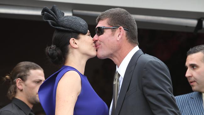 2012 Melbourne Cup. Socials. James and Erica Packer enjoy a kiss.
