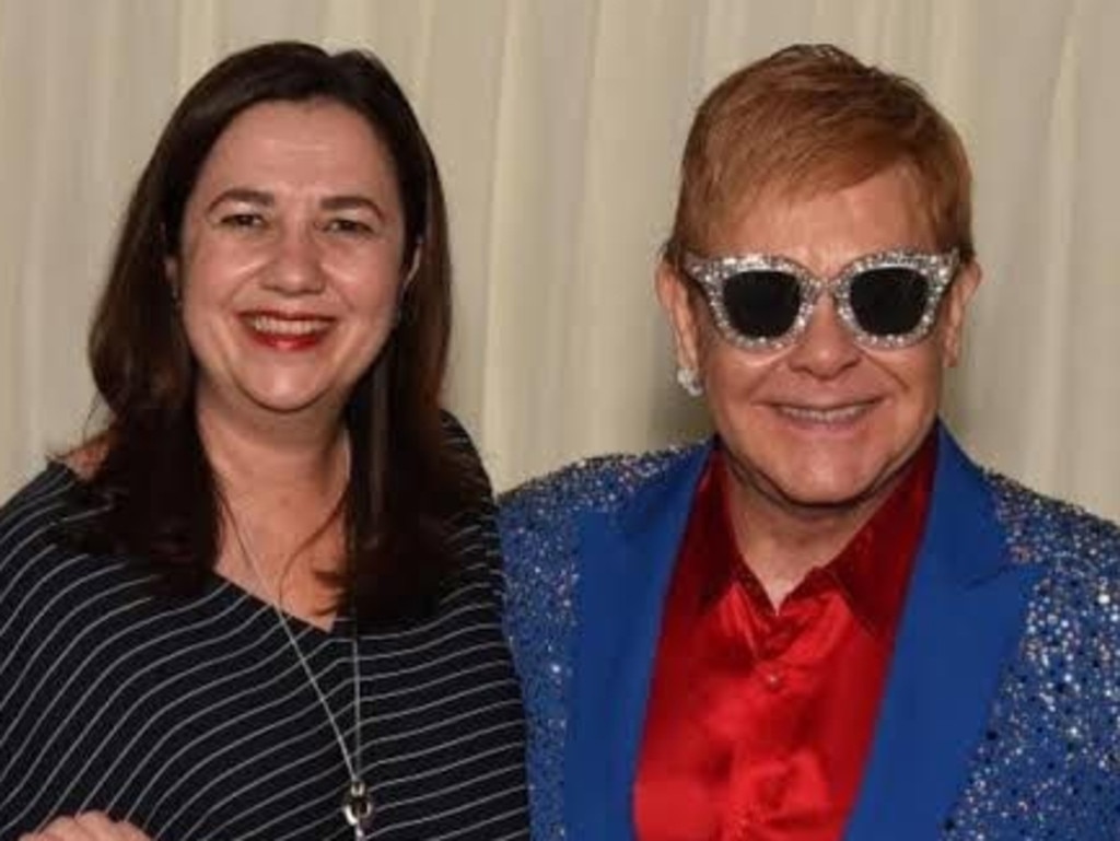 Annastacia Palaszczuk with Elton John. Picture: Supplied