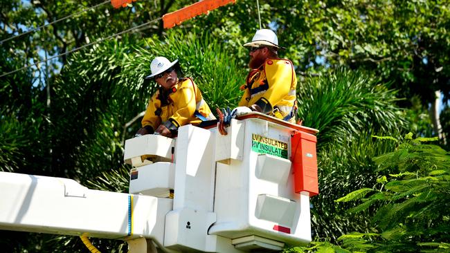 Ergon Energy crews out restoring power to Townsville suburbs.