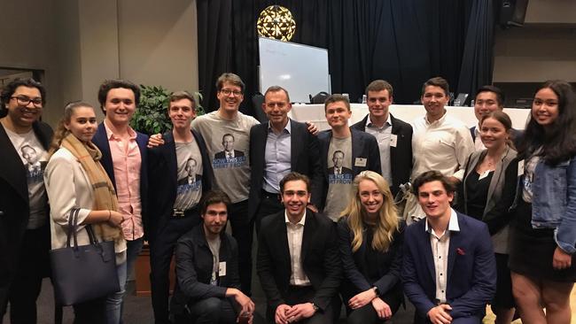 Mr Abbott at his party re-endorsement with young Liberals. Picture: Supplied