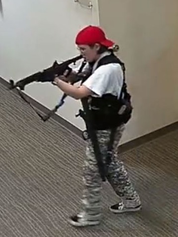 The chilling video shows Hale was heavily armed. Picture: Twitter/Metro Nashville PD