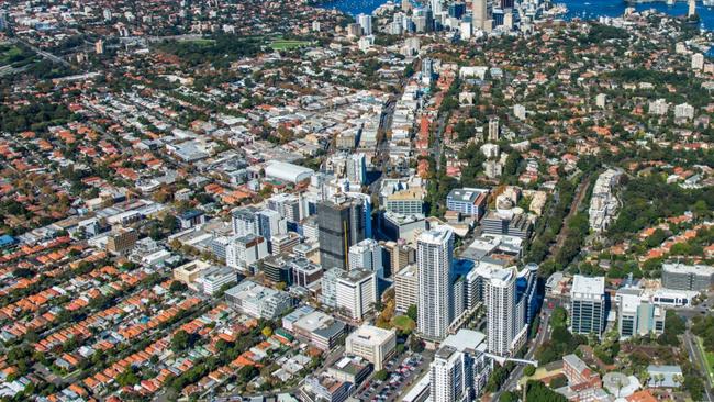 A photo of the high-rise growth in St Leonards that has seen the population of the area surge.