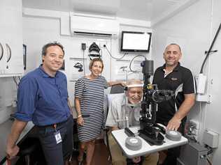 MOBILE SERVICE: General Manager Central Highlands Hospital and Health Service Eddie Gacitua, CQ Health Board Member Lisa Caffery, CQ Health Board Chair Paul Bell and IDEAS Unit Supervisor Jon Jeffreys. Picture: Contributed