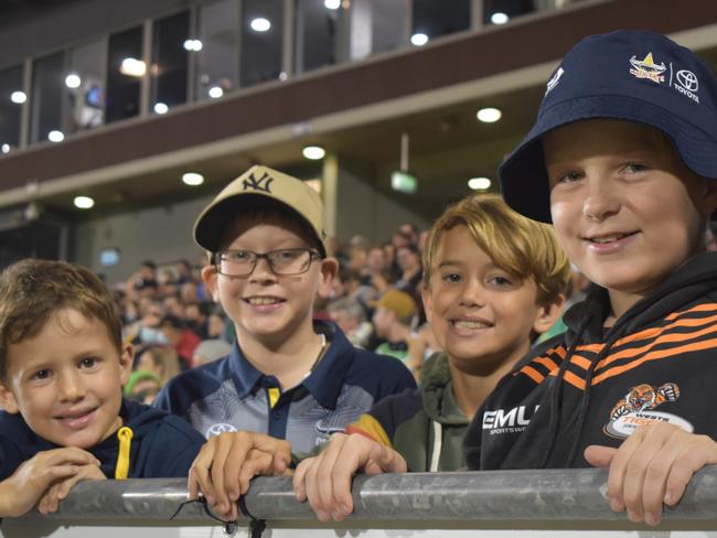 Fans in the crowd at the New Zealand Warriors v Canberra Raiders at BB Print Stadium in Mackay, August 27, 2021. Picture: Matthew Forrest