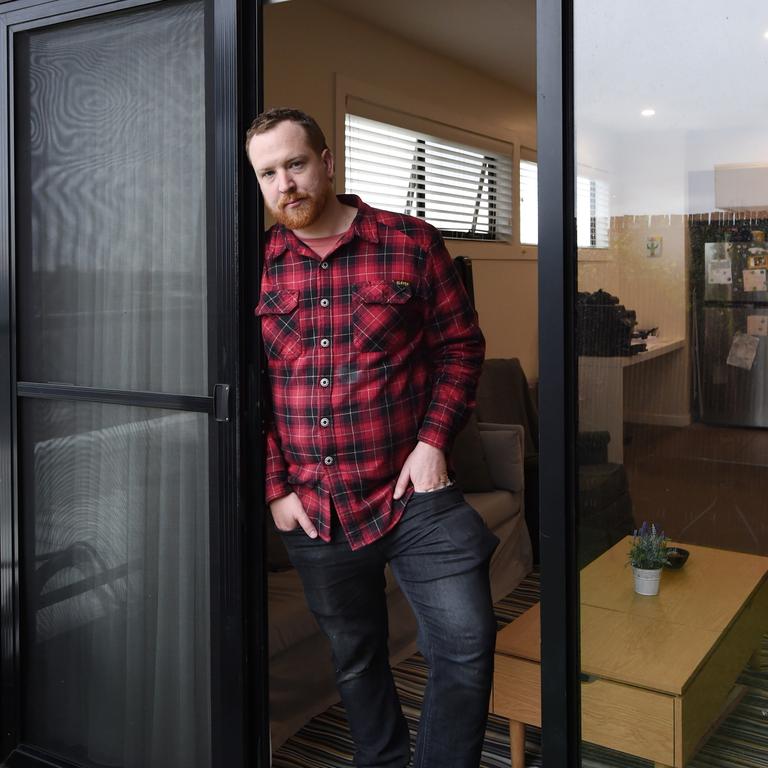 Many of the balconies in Andrew John’s unit had waterproofing issues. Picture: Nicki Connolly/news.com.au