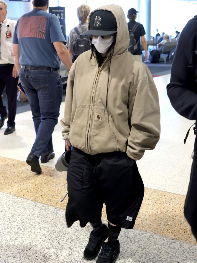 Billie Eilish, ahead of performances in Queensland arrives at Brisbane Domestic Airport. Photo: Steve Pohlner