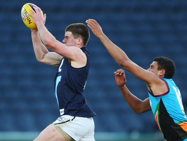 Jack Higgins takes a mark for Vic Metro at the AFL Under-18 National Championships. Picture: Getty Images