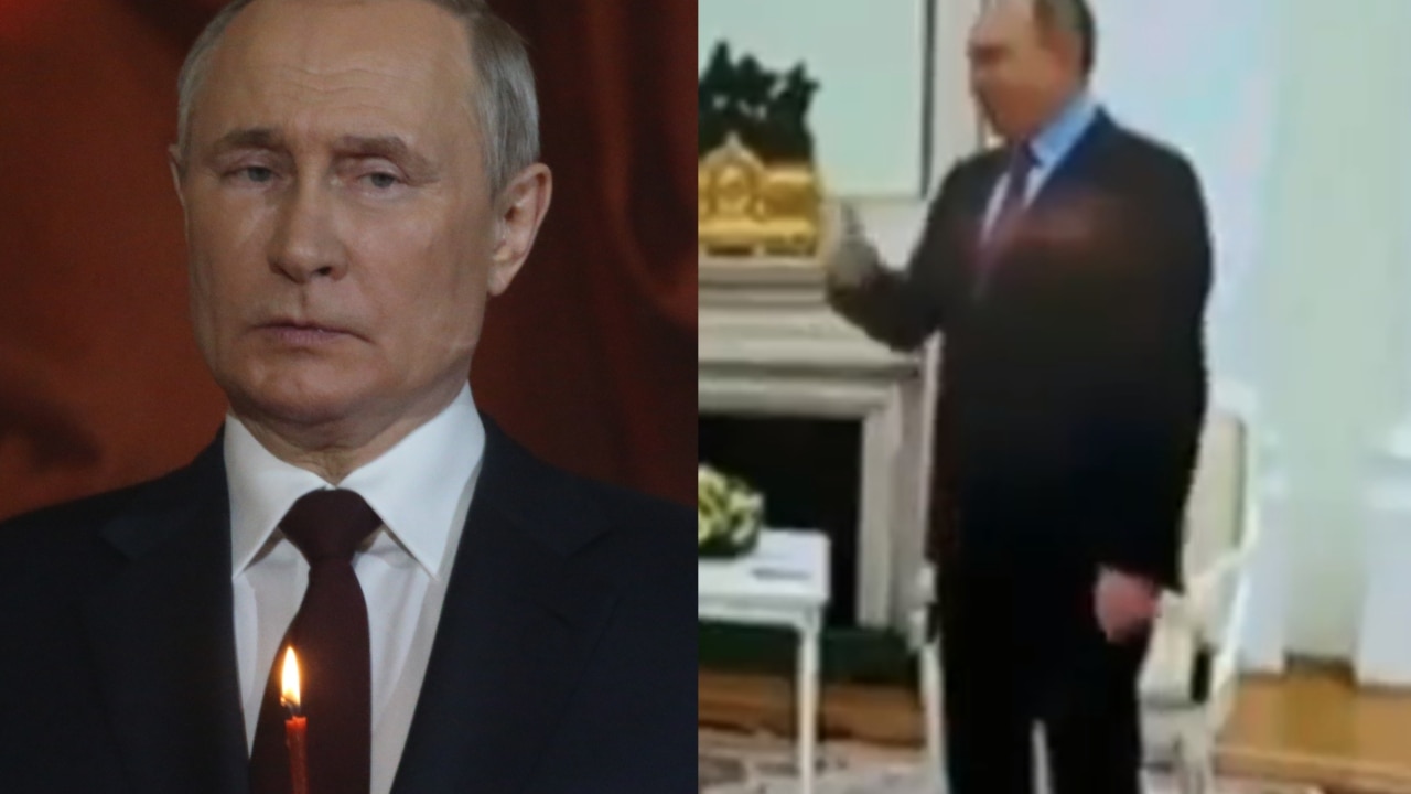 블라디미르 푸틴 대통령이 알렉산드르 루카셴코 벨로루시 대통령을 맞이할 때 떨리는 손으로 비틀거리는 모습을 담은 동영상