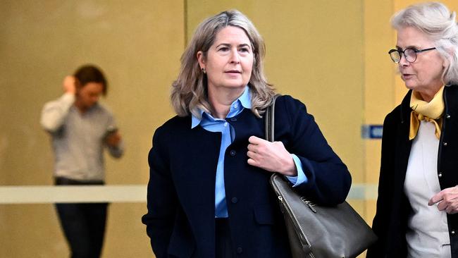 Amanda Talbot (left), the widow of billionaire mining mogul Ken Talbot, leaves the Supreme Court in Brisbane. Photo: Dan Peled