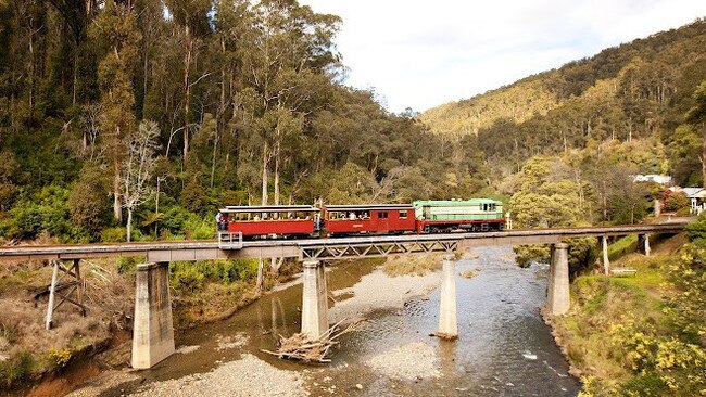 The Walhalla Goldfields Railway, beside the well-preserved township.