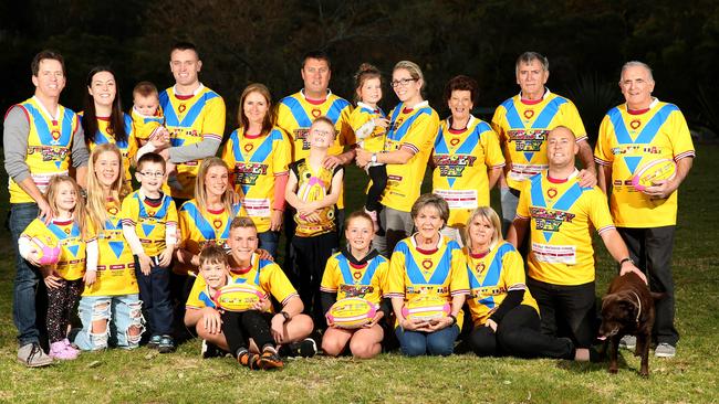 Nathan Gremmo's extended family get together at the home of Nathan's parents Michael and Kylie to promote Jersey Day and organ donation. Photo: Justin Sanson