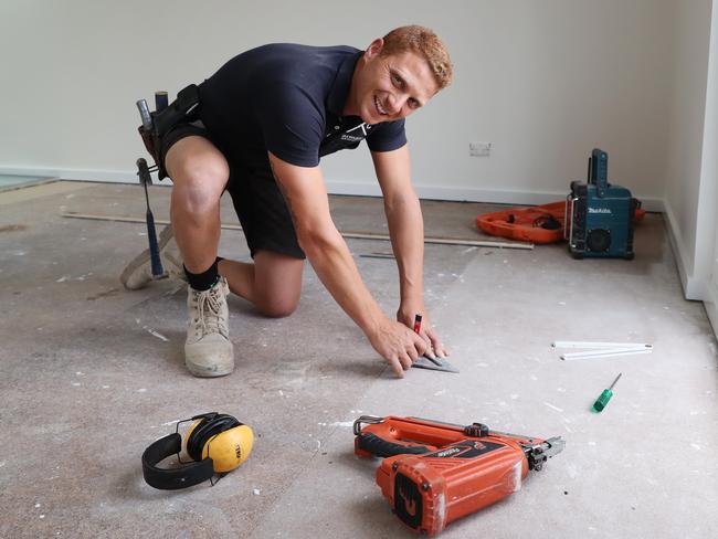 Builder Nathan Feller from Bondi said business has been booming since the COVID-19 epidemic. Economists say because people are spending so much time at home they are seeking to make improvements. Pictured at a renovation in Randwick. Picture Rohan Kelly