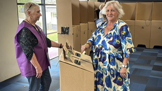 LNP Capricornia MP Michelle Landry votes during the 2025 federal election at Frenchville State School on May 3, 2025. Pic: Supplied