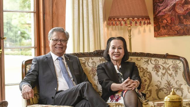 South Australian Governor Hieu Van Le and wife Lan Le pictured at their home in April, 2020. Picture: Roy VanDerVegt