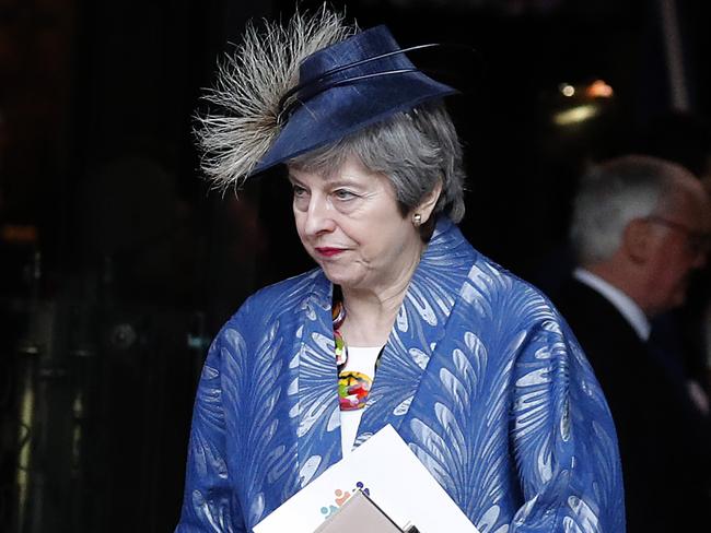 Britain's Prime Minister Theresa May leaves after attending the Commonwealth Service at Westminster Abbey on Commonwealth Day in London, Monday, March 11, 2019. Commonwealth Day has a special significance this year, as 2019 marks the 70th anniversary of the modern Commonwealth - a global network of 53 countries and almost 2.4 billion people, a third of the world's population, of whom 60 percent are under 30 years old. (AP Photo/Frank Augstein)