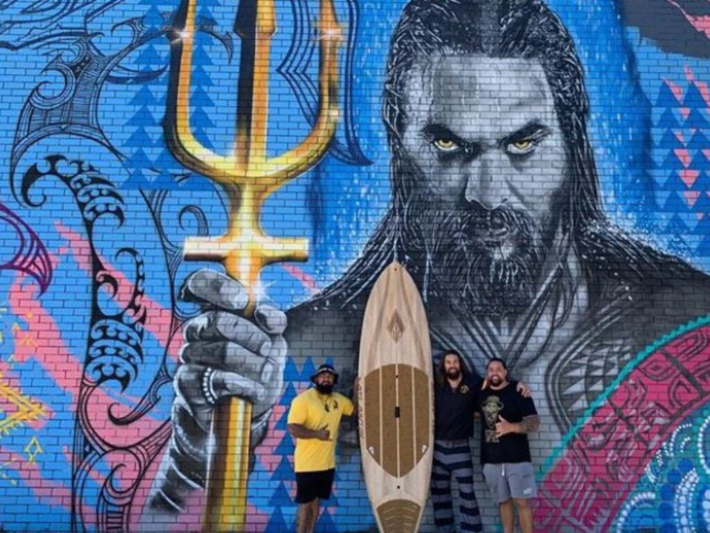 Jason Momoa post at Burleigh Heads.