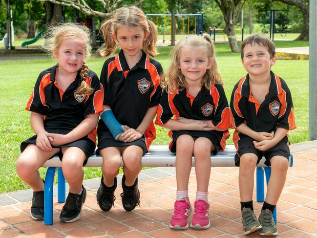 Farleigh State School Kendalyn Kerkin, Emi-Jade Kellion, Liberty Viney, Connor Crisp Picture: Michaela Harlow