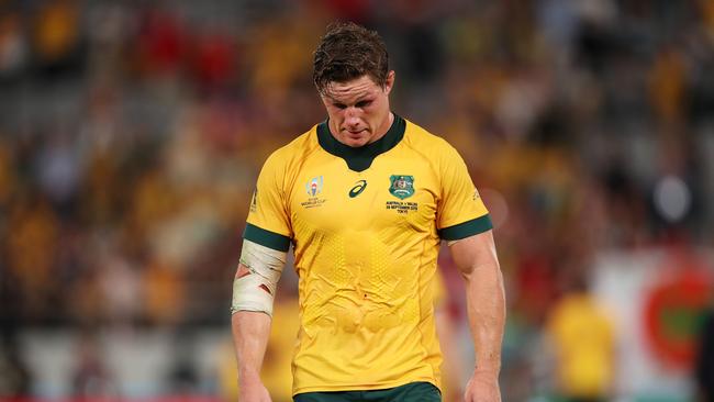 Michael Hooper has given his all for Australia for 124 games – but the end has come for the former Wallabies skipper. Picture: Getty