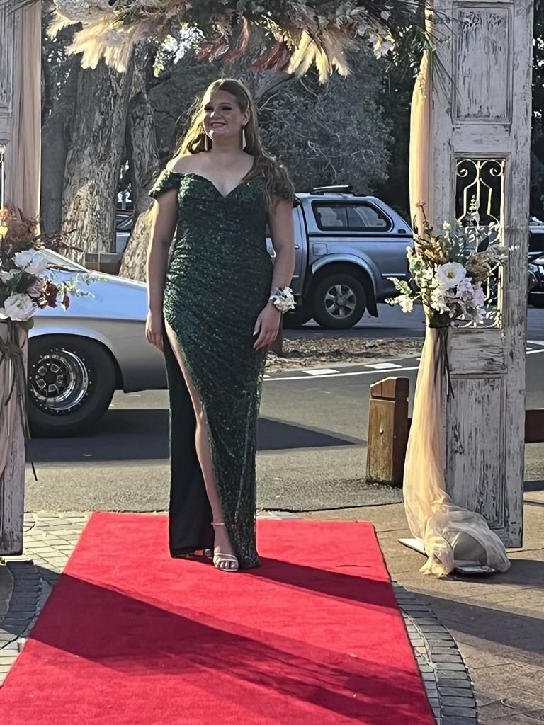 Chloe Morgan arrives at Hervey Bay State High School's formal.