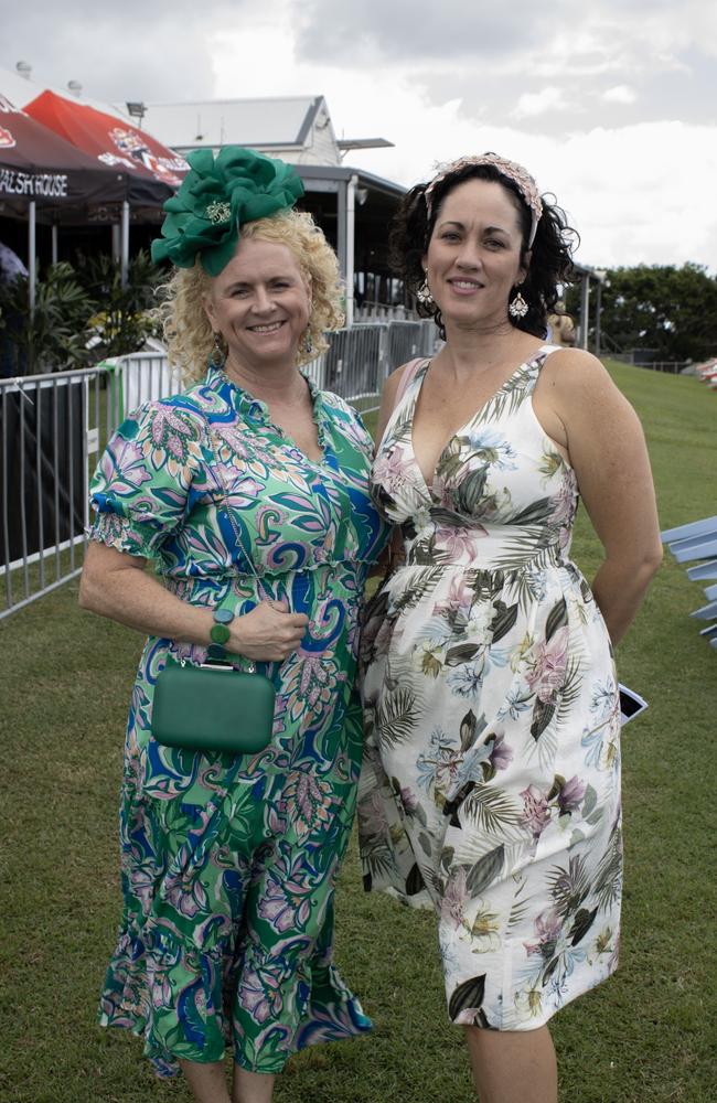 Rochelle Warhurst and Kirsty Campbell at the Bundaberg Catholic Schools Race Day.