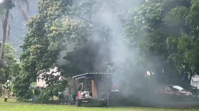 Caravan at Gordonvale goes up in flames