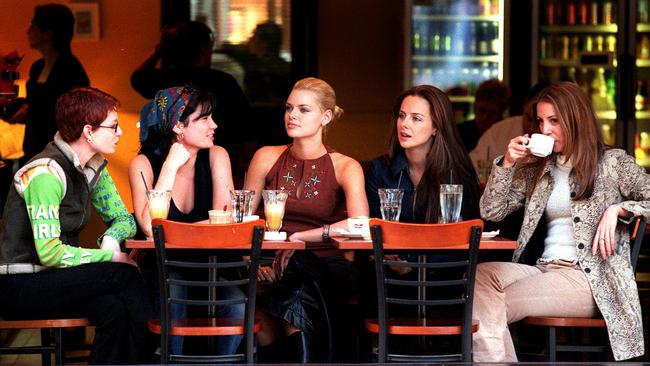 Katie Underwood, Tiffani Wood, Sophie Monk, Belinda Chapple &amp; Sally Polihronas in April 2000. Picture: Nathan Edwards.