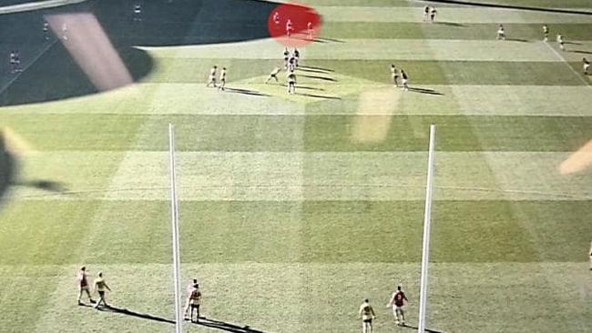 Screengrab of field positions in last quarter of SANFL preliminary final showing North Adelaide had an extra man on the ground. Highlighted is a two-on-one. Source: FoxSports