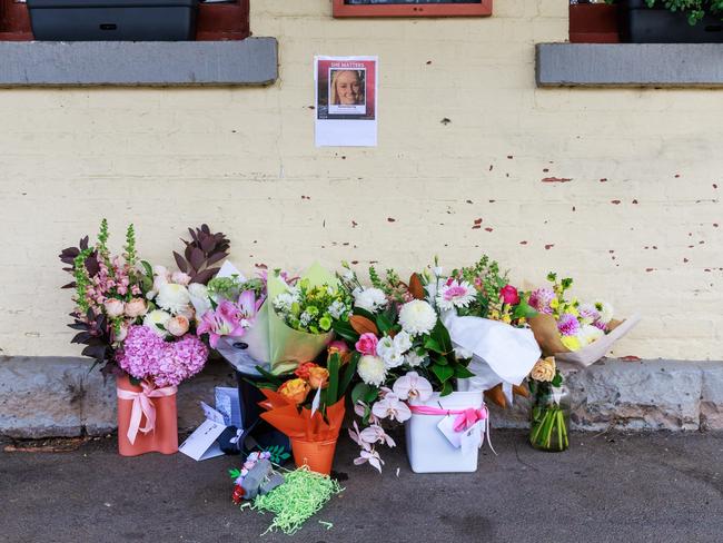 Floral tributes for Hannah McGuire outside the National Hotel in Clunes. Picture: NCA NewsWire/Aaron Francis