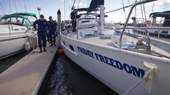 Australian law enforcement agencies have dealt a significant blow to an international organised crime syndicate, arresting four Spanish nationals and seizing 300 kilograms of cocaine from a yacht in Bundaberg, Queensland over the weekend. Picture: Supplied