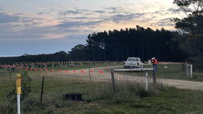 Workers at the scene near Second Valley. Picture: The Advertiser