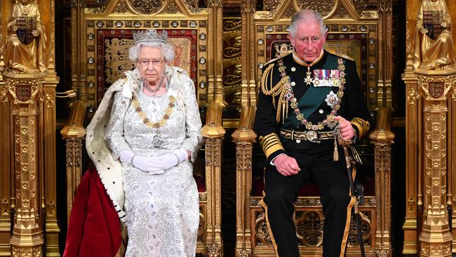 Australia’s Queen on the sovereign's throne in the House of Lords, beside our next king, Charles, at the state opening of the UK Parliament in 2019. Picture: Paul Edwards /AFP