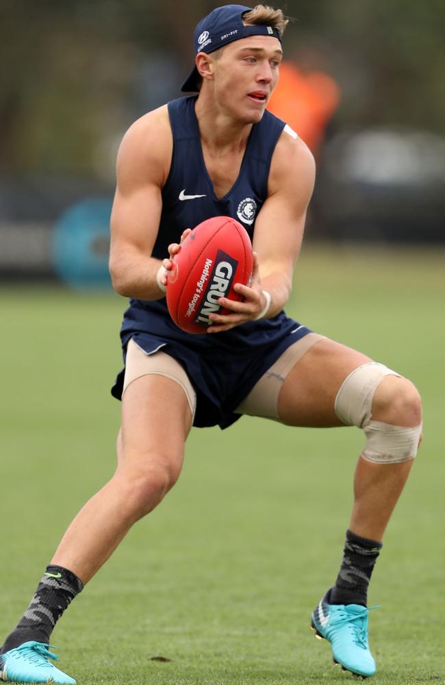 Patrick Cripps of the Blues during preseason. Picture: Sean Garnsworthy/AFL Media