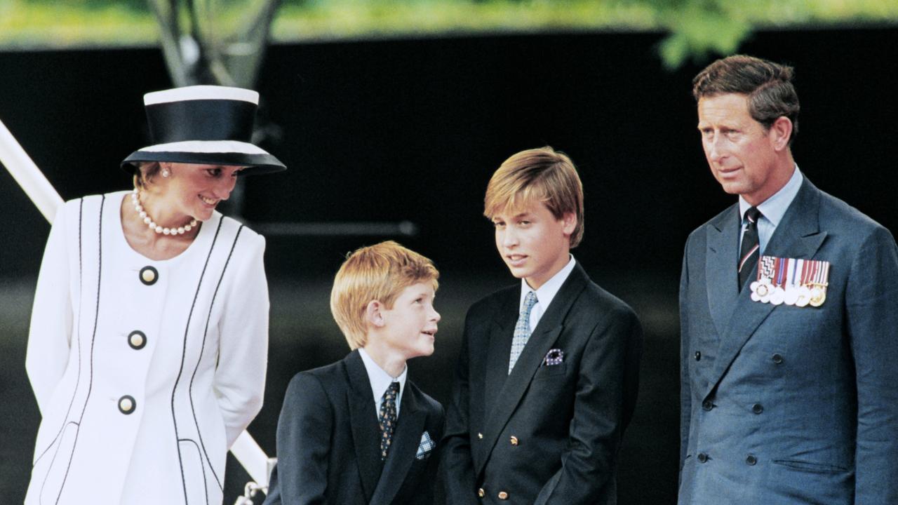 Prince Charles, Princess Diana with William and Harry in 1995. Picture: Photo by Johnny Eggitt/AFP