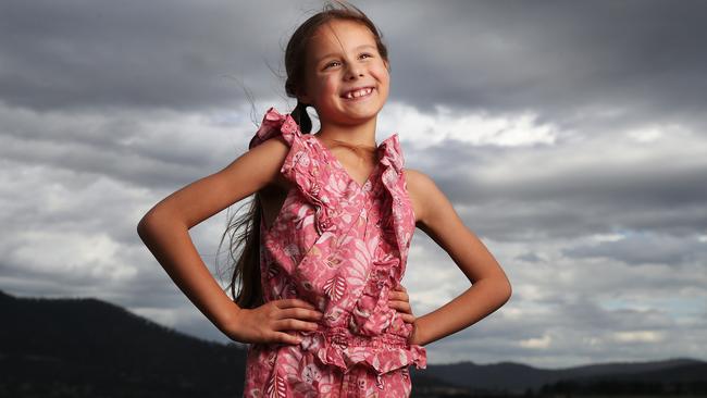 Evie Smith, 8, who was part of the new television campaign for Powered by Tasmania with the focus being renewable energy. Picture: Nikki Davis-Jones