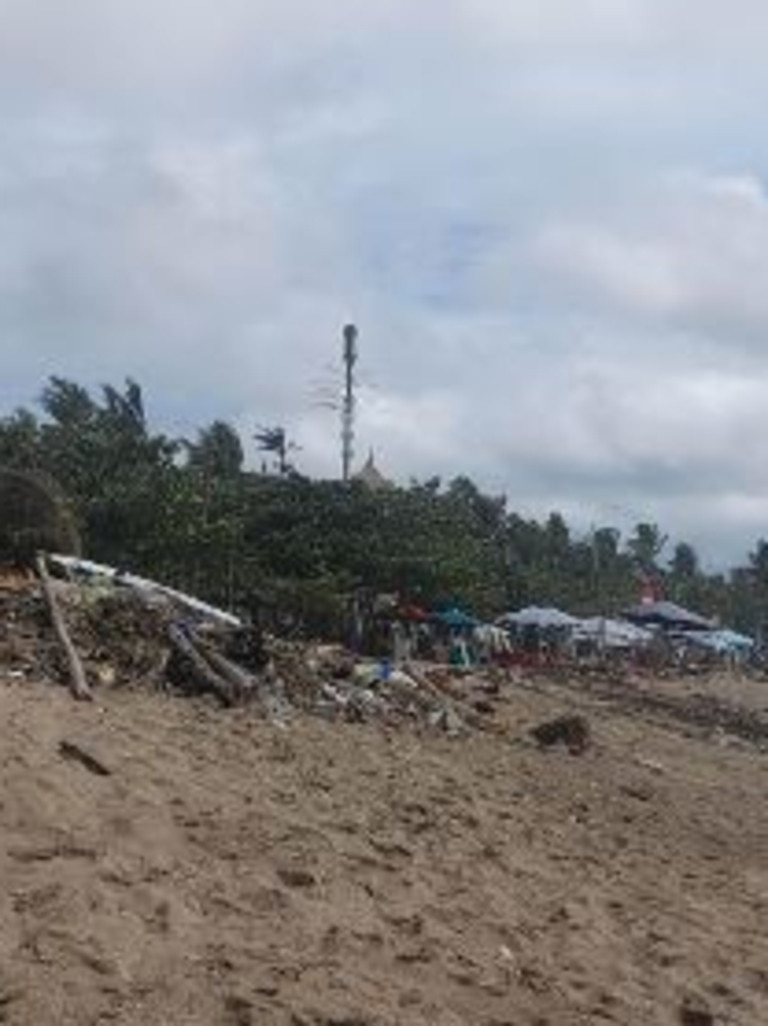 An Aussie tourist recently shared photos of another Bali beach covered in waste. Picture: Facebook/Tracey Hull