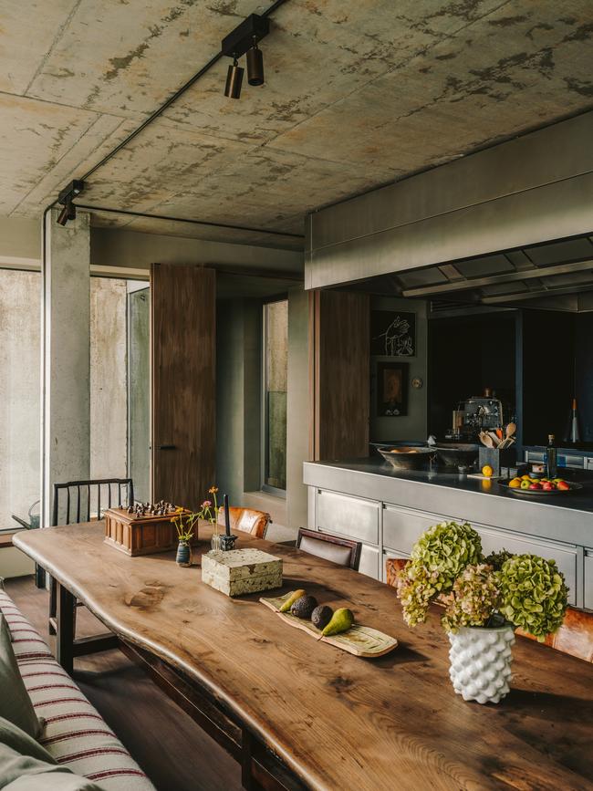 The kitchen in Boris Vervoordt and Michael Gardner’s loft apartment near Antwerp. Picture: Salva López for WSJ. Magazine