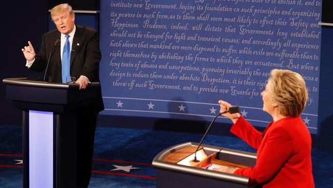 Trump and Clinton do battle. Picture: AFP