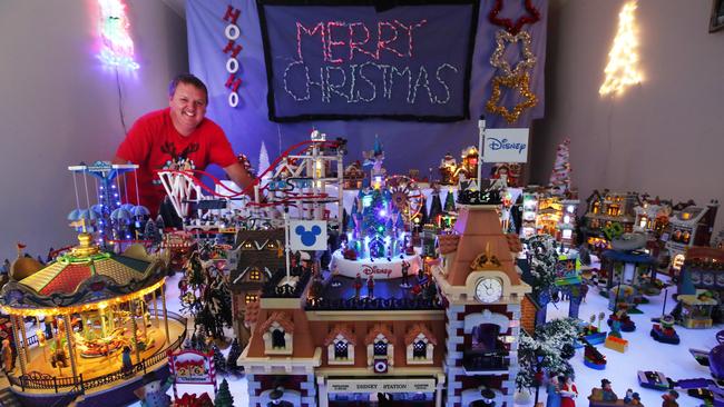 Jason Surch from Pacific Pines is excited to enter the Bulletin's Christmas lights competition this year. His Christmas Room at his home. Picture: Glenn Hampson