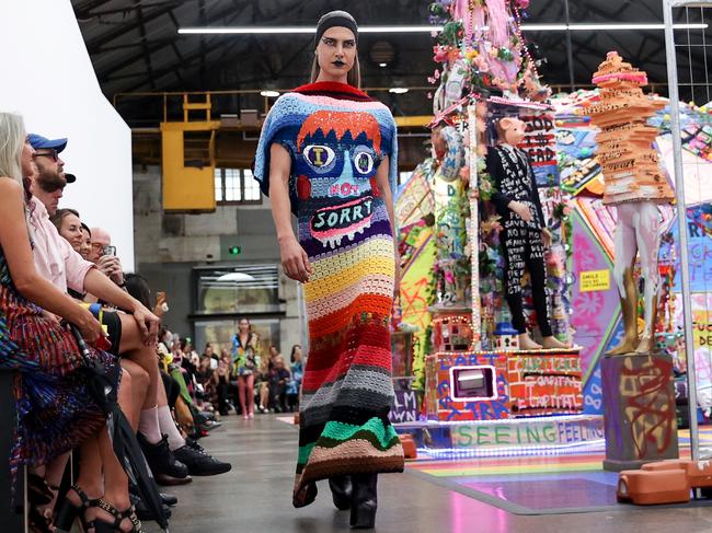 Christian Wilkins showcases a design on the runway during the Romance Was Born in Sydney. Picture: Brendon Thorne/Getty Images