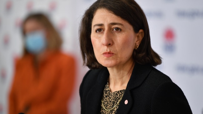 Premier Gladys Berejiklian is seen during a daily COVID-19 press conference. Picture: NCA NewsWire/Joel Carrett