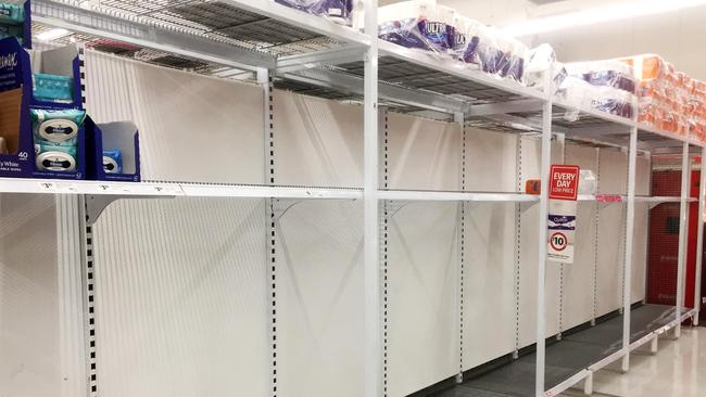 Supermarket shelves across Australia are being stripped bare as people panic shop in the wake of the coronavirus crisis.