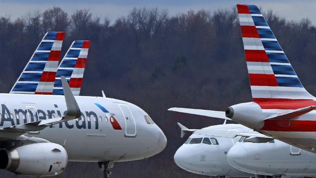 American Airlines planes parked at a US airport. Picture: AP