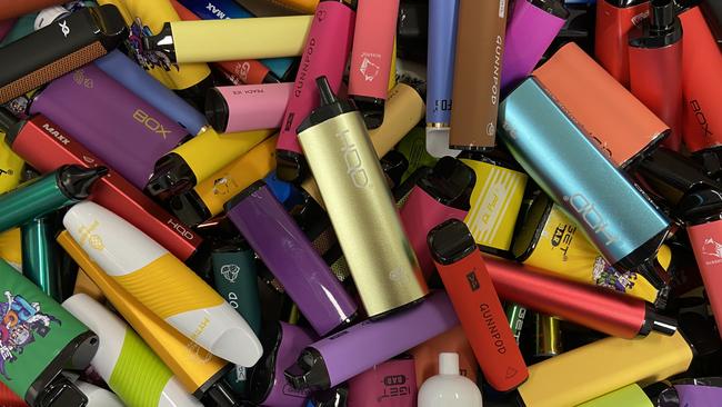 Vapes are very easy to hide because they can be as small as a USB stick. They come in a variety of bright colours and flavours attractive to young people. Picture: Supplied