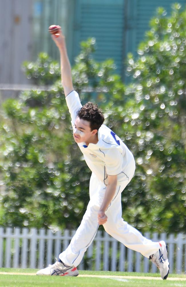 Toowoomba Grammar School bowler Charlie Lachmund.