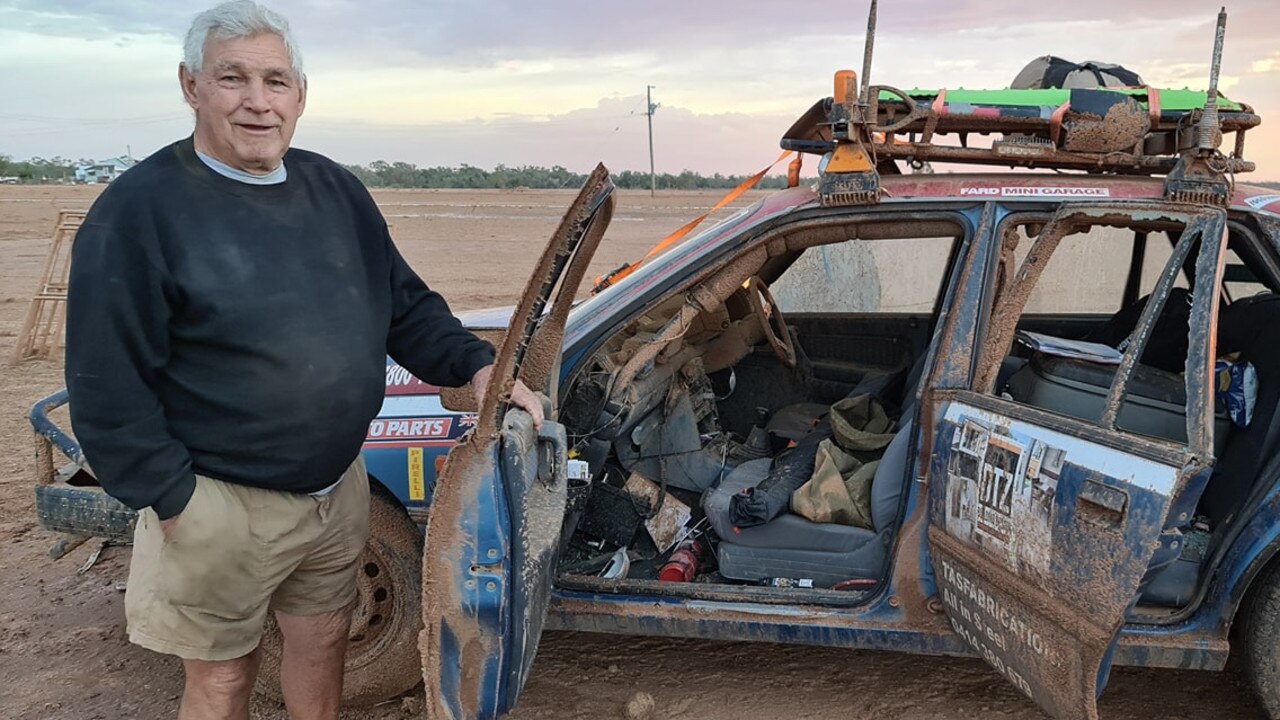 The windows of Myles Allan’s car shattered when a storm ripped through a rally at Adavale.