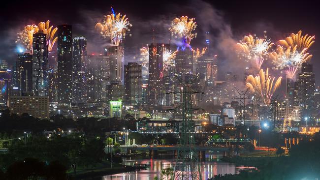 A view of the rooftop fireworks from Footscray. Picture: Jay Town