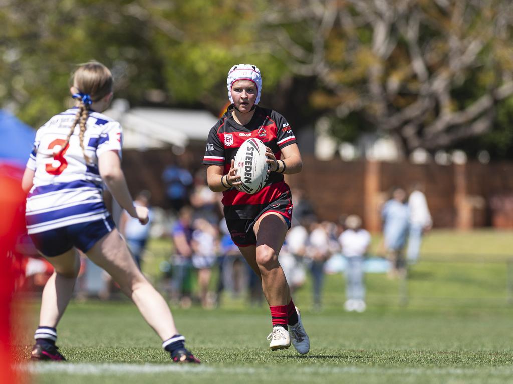 Alara Williams of Valleys against Brothers in U15 girls Toowoomba Junior Rugby League grand final at Toowoomba Sports Ground, Saturday, September 7, 2024. Picture: Kevin Farmer