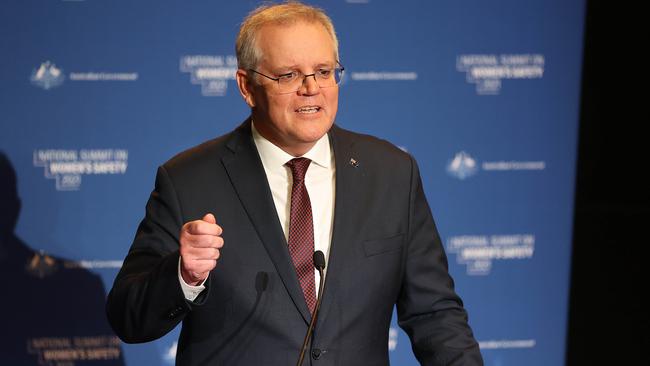 Scott Morrison speaking at the National Summit on Women's Safety. Picture: NCA NewsWire / Gary Ramage